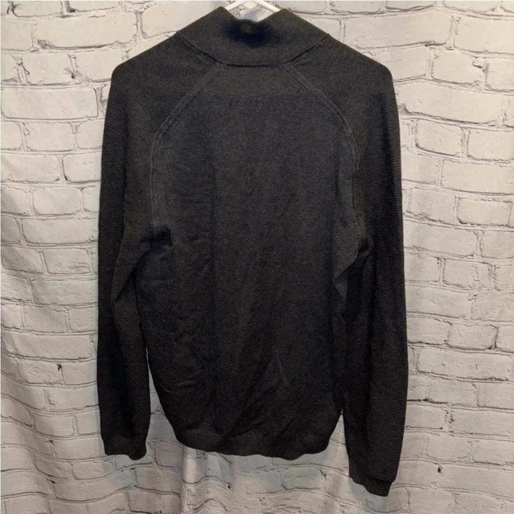 Ted Baker Mens 5 Sweater 1/4 Zip Medium Gray Pullover Long Sleeve Stretch
